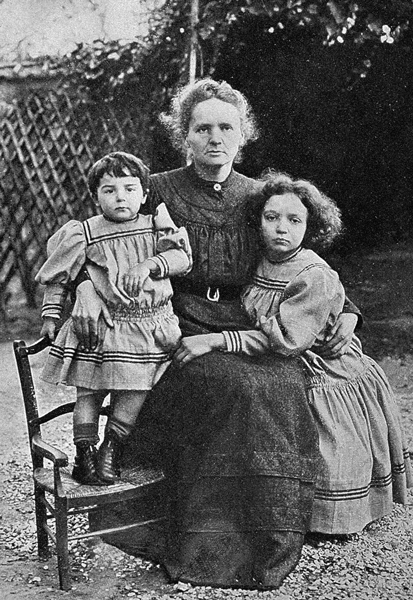 Marie Curie con le figlie, Ève e Irène